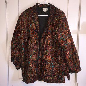 Vintage Lady Bear 100% Silk MultiColored 90's Puffer Windbreaker Jacket